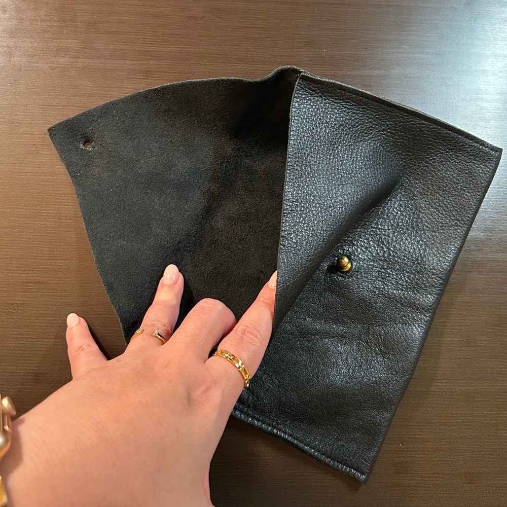 Black Leather Envelope Pouch